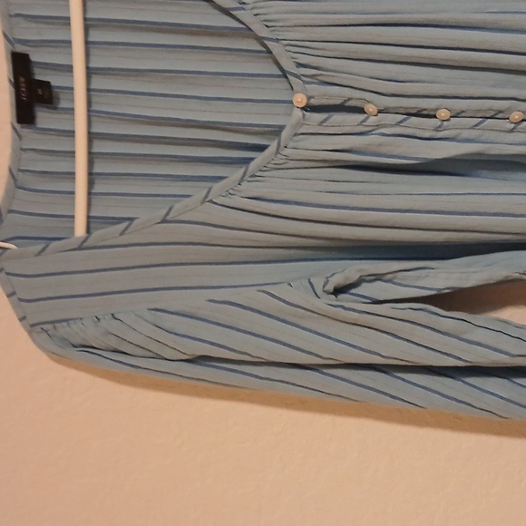 ​J.Crew Blue & White Striped Tie-Waist Shirt Dress - Size M 3/4 Sleeves - Picture 6 of 10